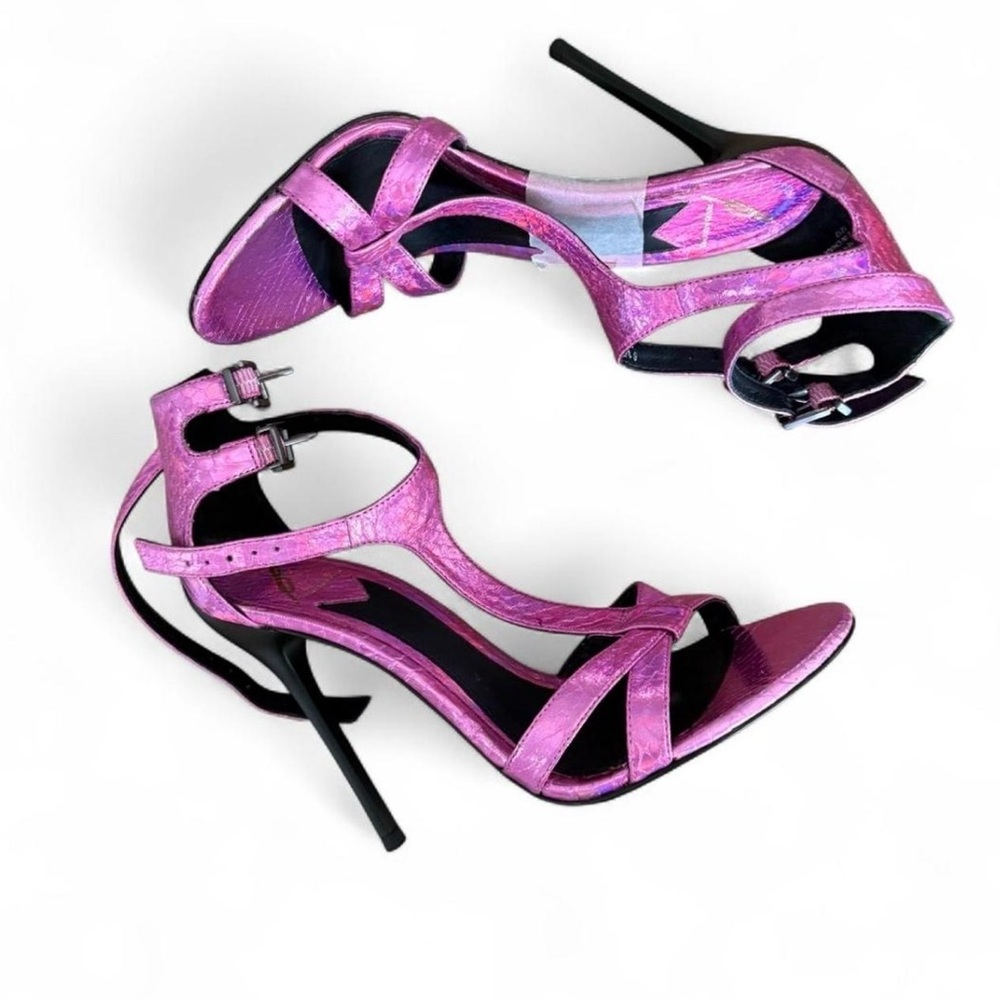 BRIAN ATWOOD | Laetitia Iridescent Snakeskin T-Strap Sandals - Picture 3 of 7